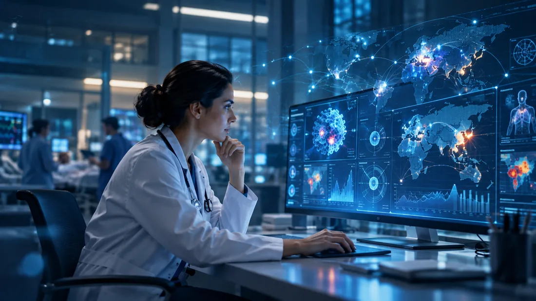 Clinician working with health intelligence